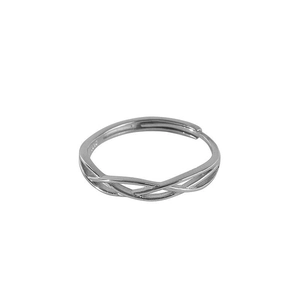 Anello minimalista in argento sterling S925 con design a treccia e fascia regolabile