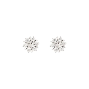 Elegant S925 sterling silver sunflower stud earrings with crystal center on white base