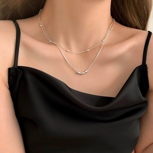 S925 Sterling Silver Minimalist Triple Grain Olive Bead Necklace Elegant Clavicle Chain For Women Fashion Jewelry Accessory