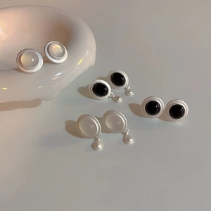 Boucles d'Oreilles Clous en Argent Sterling S925 Vintage Agate Goutte d'Eau Pour Femme Élégantes Ovales Géométriques Bijoux