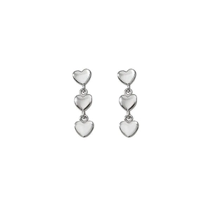 Boucles d'oreilles minimalistes en argent S925 avec trois cœurs verticaux polis