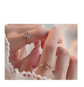 Detailansicht der eleganten Silber- und Gold-Tulpenringe mit Zirkonia-Akzenten am Finger
