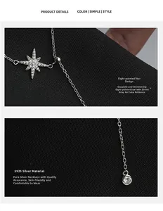 Macro shot of S925 sterling silver star pendant with sparkling zircon inlays