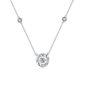 S925 sterling silver Mobius necklace with a shimmering dancing stone pendant