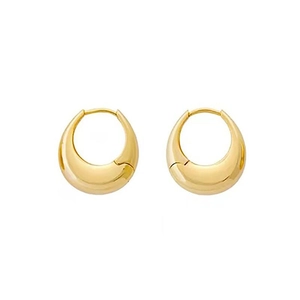 Minimalist S925 sterling silver drop hoop earrings with polished golden finish