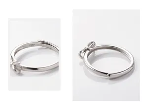 Detailed macro view of S925 sterling silver ribbon bow ring showing high-grade metal stamp
