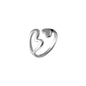 Minimalist S925 sterling silver open ring with double hollow heart design for women