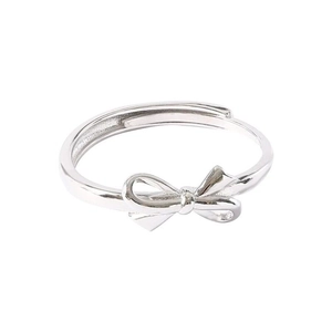 Elegant S925 sterling silver bow knot open ring with a polished minimalist finish