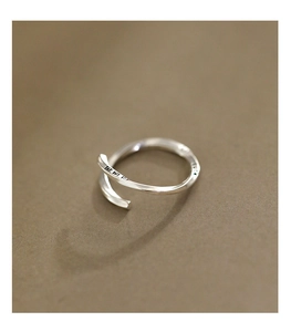 Detail of S925 sterling silver ring featuring LUCKY engraving and Mobius twist design