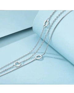 Macro shot of S925 sterling silver multi-layer bracelet with box and cable chain details
