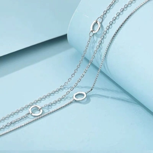 Elegant multi-layer S925 sterling silver circle bracelet for women with minimalist design