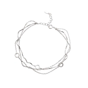 Elegant multi-layer S925 sterling silver chain bracelet with polished circular charms