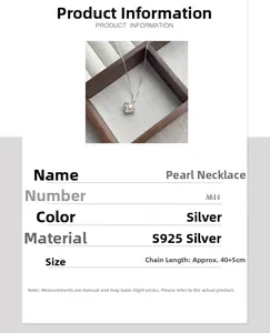 Detailed specifications of S925 sterling silver irregular freshwater pearl necklace with size info