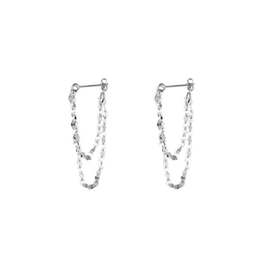 Boucles d'oreilles puces en argent S925 à franges double couche avec glands à chaîne