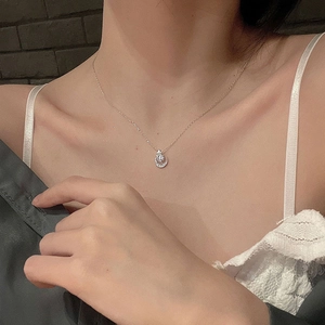 925 Sterling Silver Star Moon Pendant Necklace Minimalist Elegant Rhinestone Clavicle Chain Jewelry For Women Fashion