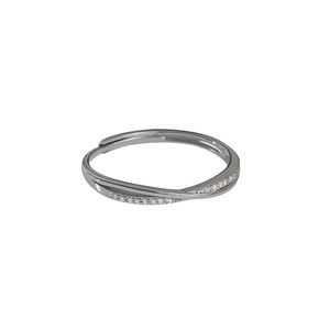 Minimalist S925 sterling silver criss cross ring featuring a paved zircon band for women