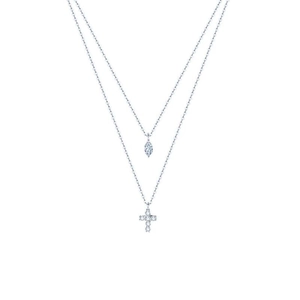 Minimalistische S925 Sterling Silber Halskette mit Kreuz und Marquise-Stein Anhängern