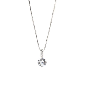 Elegant S925 sterling silver solitaire pendant necklace with box chain for women