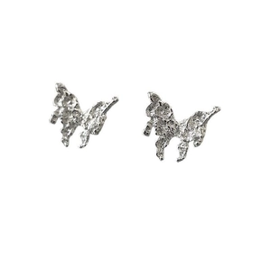 S925 sterling silver butterfly stud earrings with irregular lava texture for women