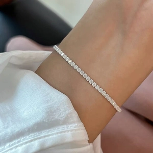925 Sterling Silver Tennis Bracelet For Women Sparkling Rhinestone Inlaid Adjustable Elegant Chain Bracelet Jewelry Gift