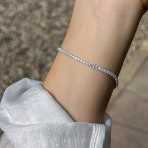 Minimalist S925 sterling silver tennis bracelet with sparkling cubic zirconia stones