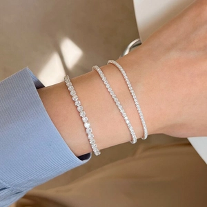 Elegant S925 sterling silver layered tennis bracelets with shimmering zircon crystals