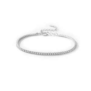 Elegant S925 sterling silver tennis bracelet featuring sparkling zircon stones and lobster clasp