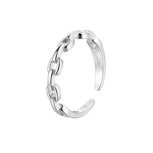 Minimalist S925 sterling silver chain link ring with adjustable open band design