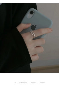 Detail view of S925 sterling silver bamboo joint ring on finger with minimalist design