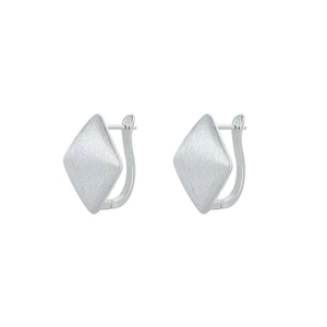 Minimalist S925 sterling silver geometric rhombus hoop earrings with brushed matte finish