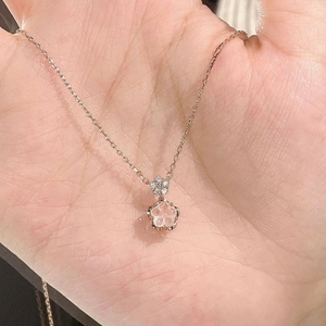 S925 sterling silver cherry blossom necklace in rose gold with pink gemstone detail