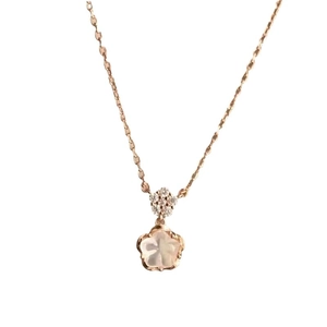 Elegant S925 sterling silver cherry blossom necklace with pink floral pendant for women