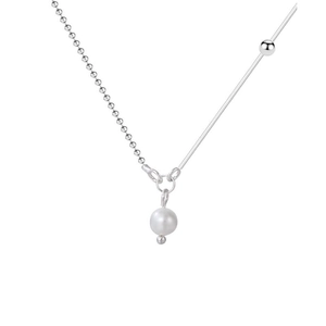 S925 sterling silver bracelet featuring freshwater pearl and asymmetric AB link chain