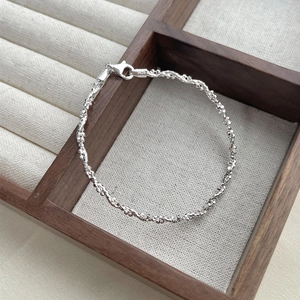 925 Sterling Silver Bracelet For Women Shimmering Twisted Round Beads Bracelet Minimalist Fashion Jewelry Light Luxury Bangle Gift