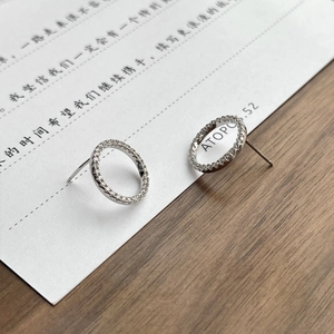 Elegant S925 sterling silver hoop earrings with shimmering pavé cubic zirconia stones