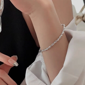 S925 sterling silver beaded wrap bracelet for women with minimalist sparkling design