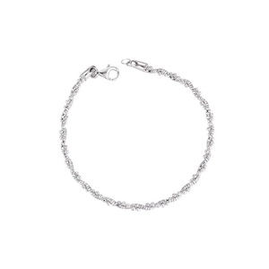Elegant S925 sterling silver beaded twist rope bracelet with a lobster clasp closure