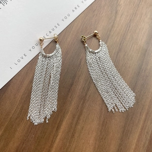 Élégantes boucles d'oreilles pampilles en argent S925 avec clous dorés sur bois