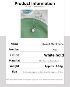 Specifications of S925 silver necklace with 10mm freshwater pearl and 40cm chain