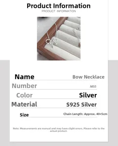Détails du collier nœud en argent S925 avec chaîne serpent réglable de 40+5cm de long