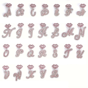 Hip Hop Iced Out 26 Initial Alphabet Letter Pendant Necklace Zinc Alloy Rhinestone Butterfly Lips Star Pendant Jewelry