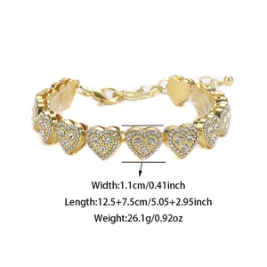 Elegant gold adjustable heart anklet with sparkling crystal rhinestones for women