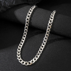 Collana a catena cubana d'argento massiccio in acciaio inossidabile lucido stile hiphop