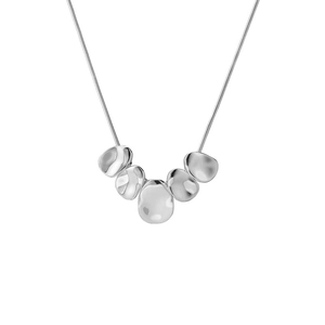 Minimalist S925 sterling silver snake chain with five irregular organic pendants