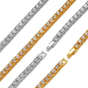 Conjunto de cadenas tennis en oro y plata con brillantes piedras de circonita cúbica