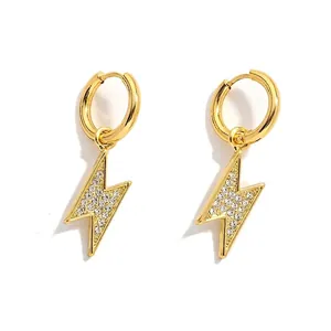 Orecchini a Bottone Hip Hop in Lega con Strass per Uomo Donna Iced Out Fulmine Teschio Quadrati Orecchini a Cerchio Geometrici Gioielli