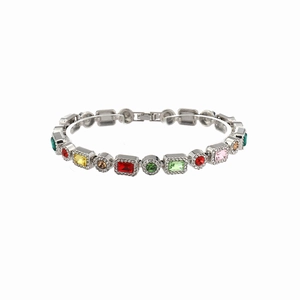 Colorful hip hop iced out Cuban chain necklace with vibrant multi-colored crystal stones