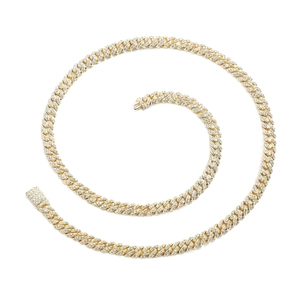 Κολιέ Cuban Link 6mm με επιχρύσωση 18K και λαμπερά ζιργκόν για κλασικό hip-hop στυλ κοσμήματος