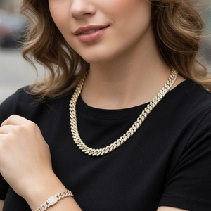 Collana a Catena Cubana in Rame e Zirconia Hip Hop per Uomo Donna Iced Out Doppia Fila Pave Gioielli di Moda Personale