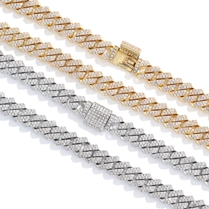 Collane a catena cubana da 10mm in oro e argento con zirconi scintillanti stile hip hop